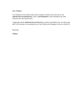 Discontinue Professional Services Letter