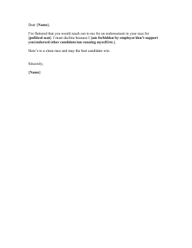 Political Endorsement Rejection Letter